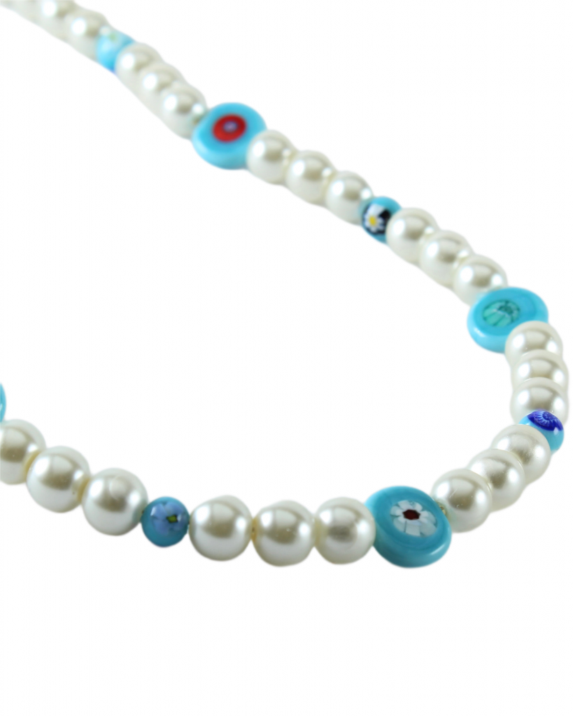 Fidji bleu collier en veritable verre de murano